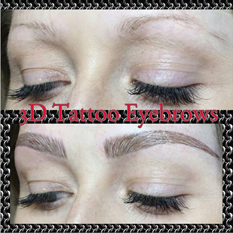 Patient before and after eyebrow tattooing