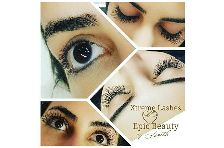 Collage of before and after eyelash extension images