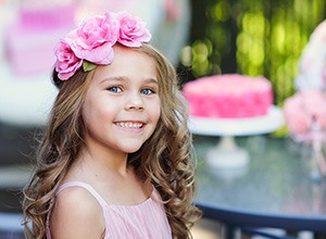 Young girl dressed as princess